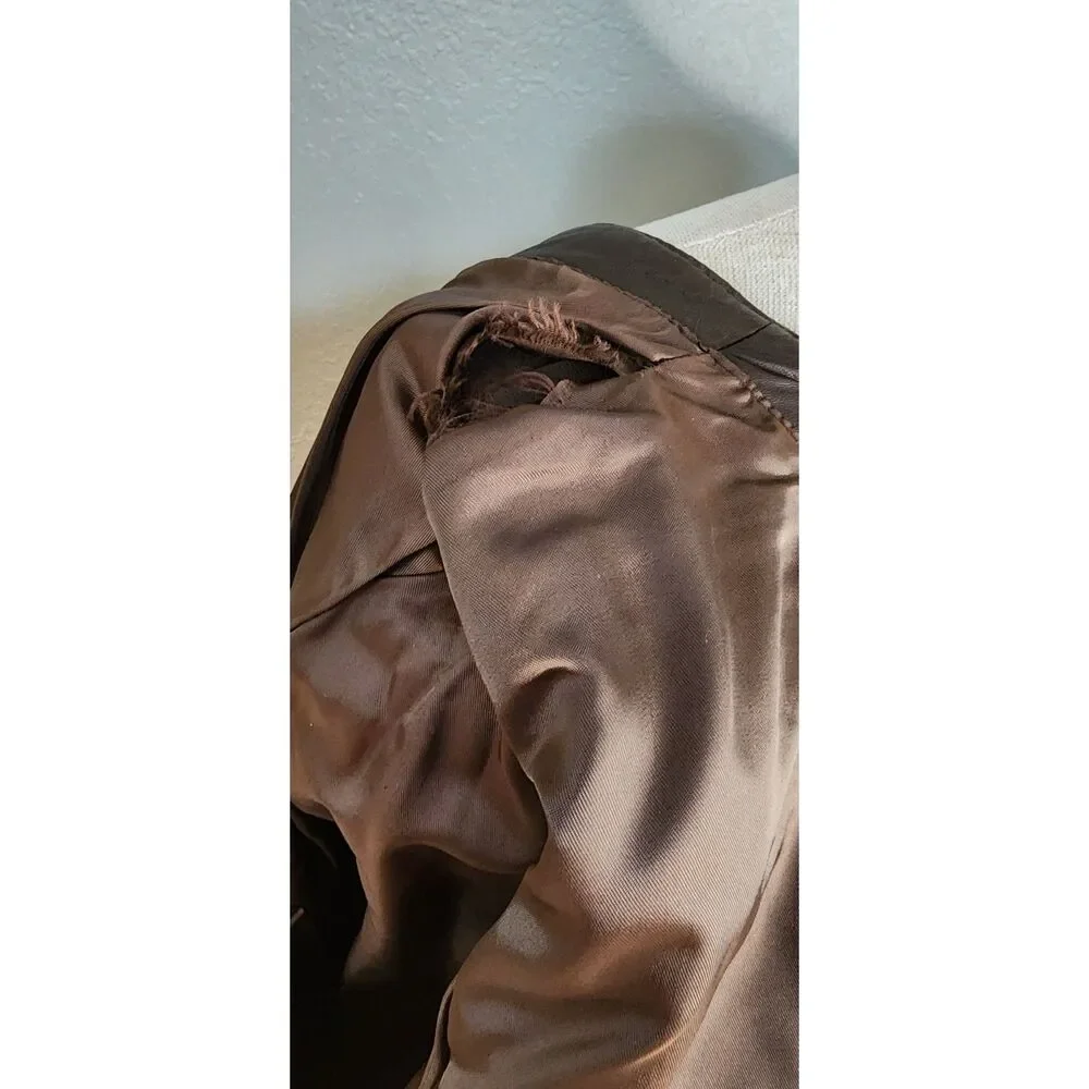 Lord & Taylor Women's Brown Leather Jacket Size 6 - Picture 7 of 8